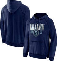 FANATICS Men's Fanatics Heather Deep Sea Blue Seattle Kraken Shoulder-To-Shoulder Raglan Pullover Hoodie