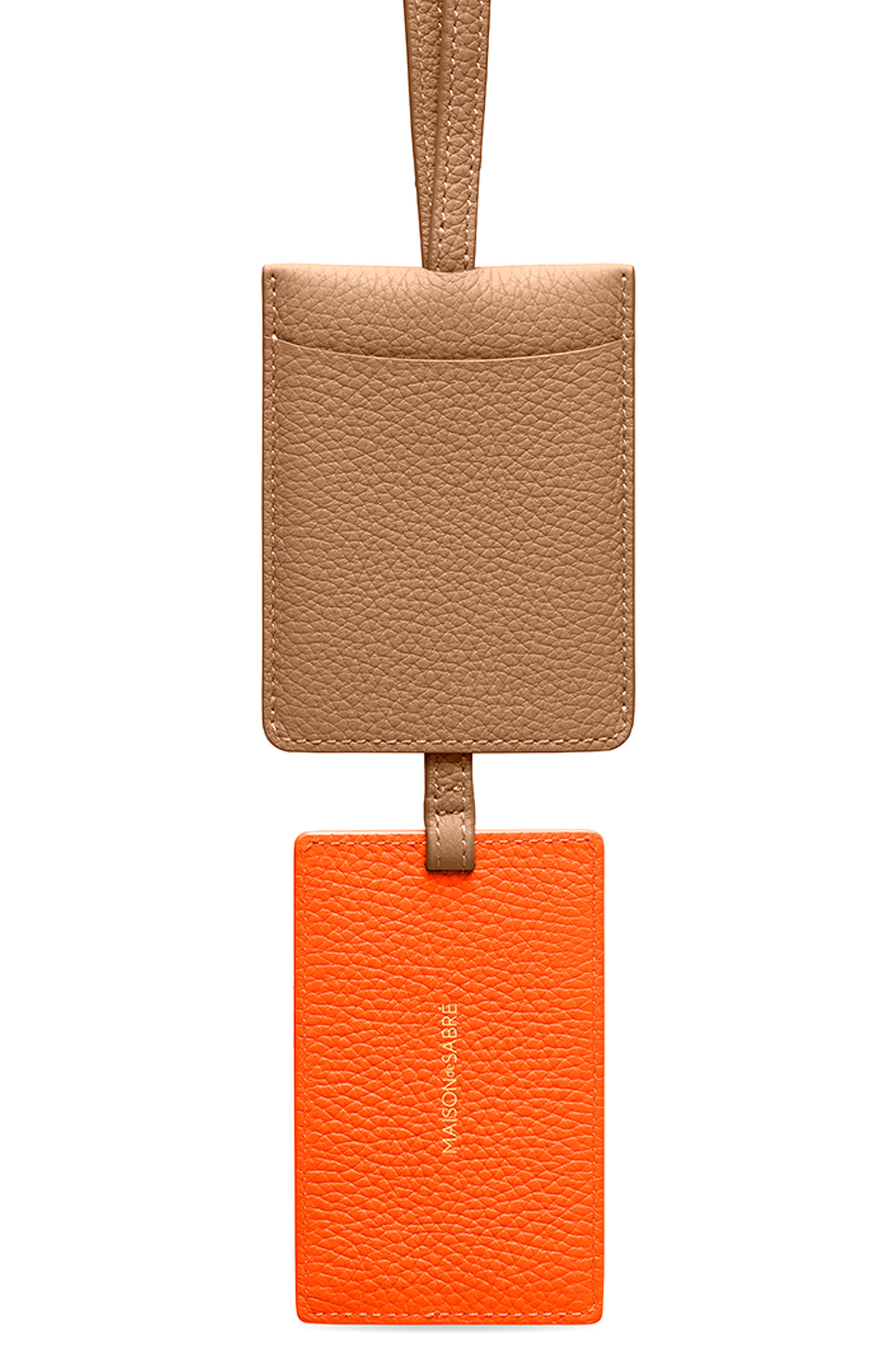 MAISON de SABRÉ Leather ID Lanyard, Alternate, color, Manhattan Sandstone