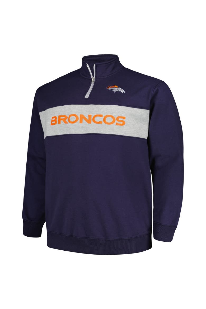 Men's Profile Navy Denver Broncos Big & Tall Fleece Quarter-Zip Jacket, Alternate, color, Navy
