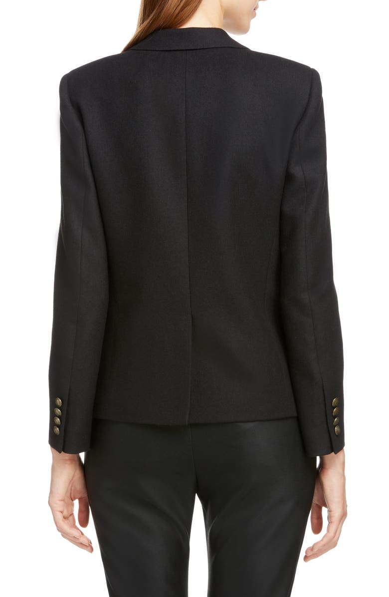 Saint Laurent Crown Logo Patch Wool Blazer, Alternate, color, 