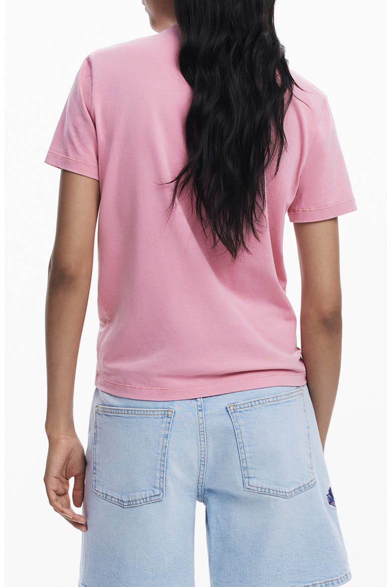 Rhinestone Embellished Stretch Cotton T-Shirt, Alternate, color, PINK
