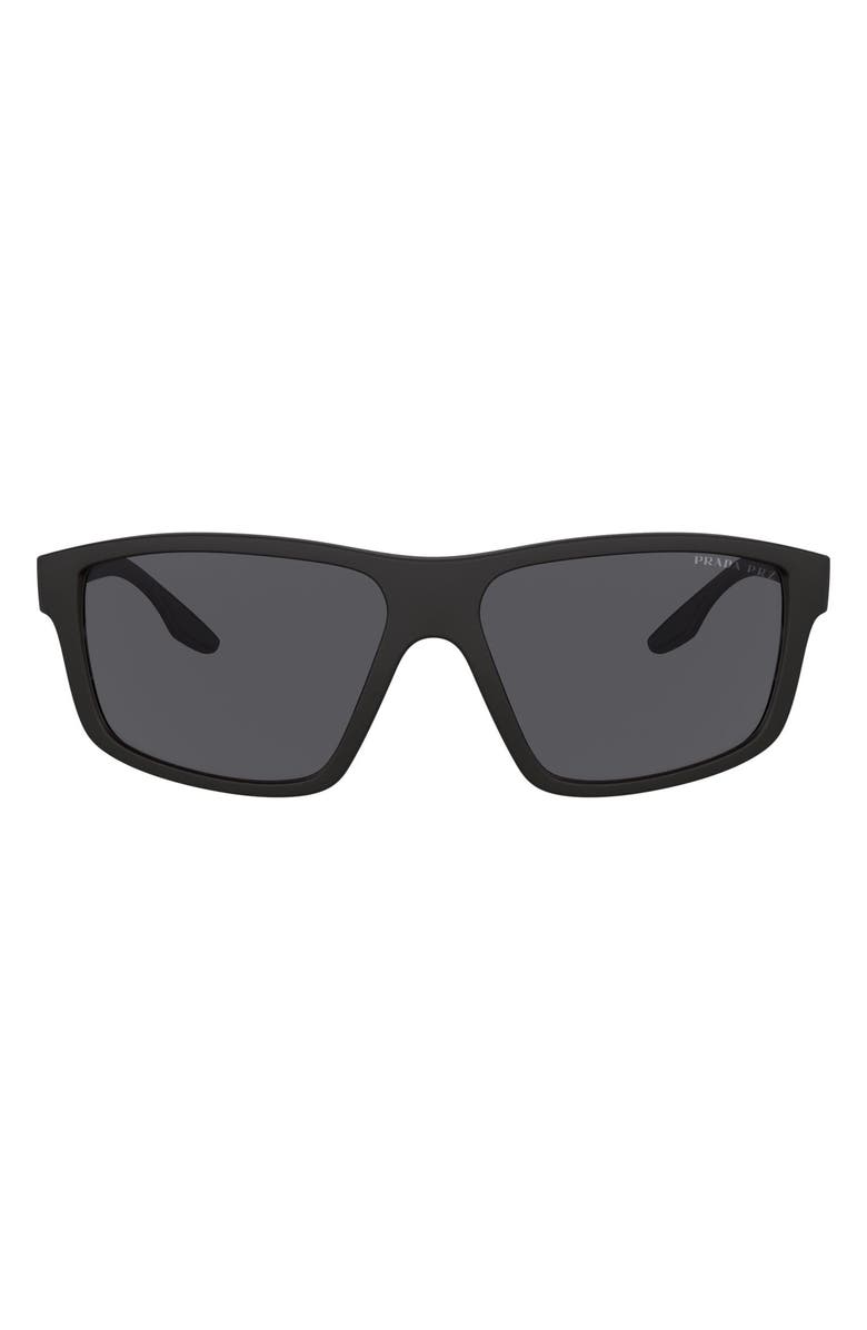 PRADA SPORT 60mm Polarized Rectangular Sunglasses, Main, color, 
