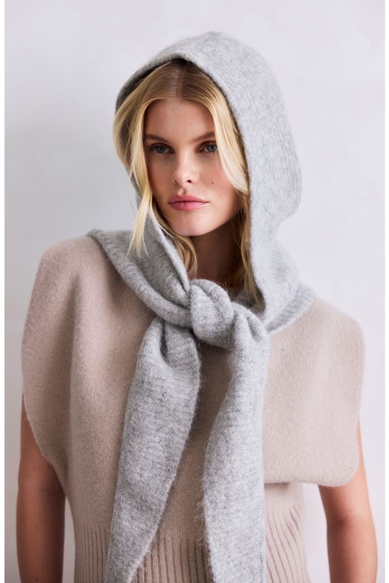 The Alpaca Blend Hooded Scarf, Main, color, BLIZZARD GREY