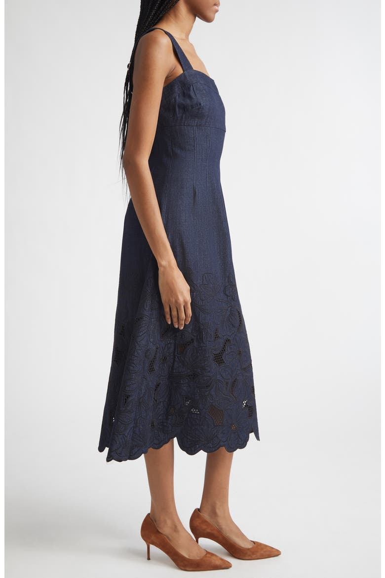 Rosaura Eyelet Embroidery Denim Dress, Alternate, color, INDIGO RINSE