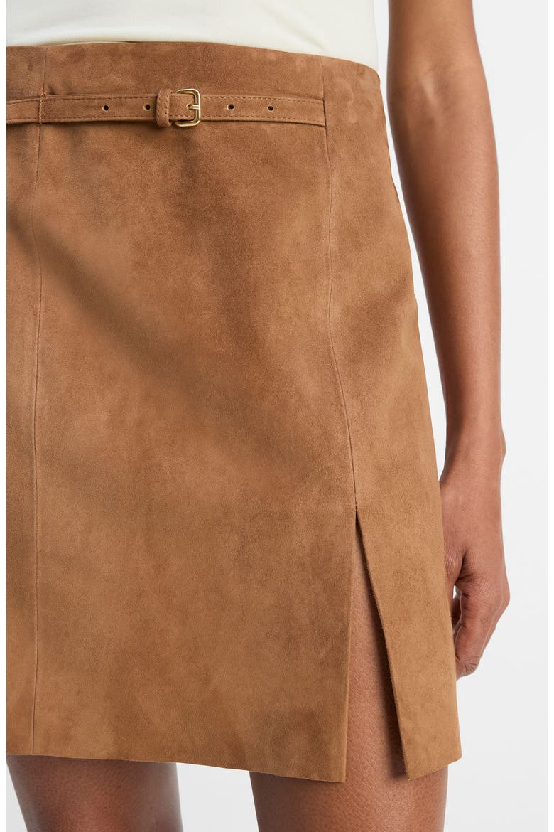 Belted Suede Miniskirt, Alternate, color, CAMARILLO