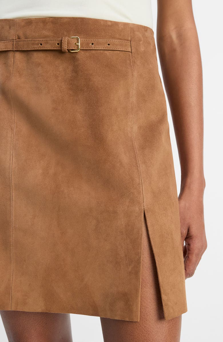 Vince Belted Suede Miniskirt, Alternate, color, Camarillo