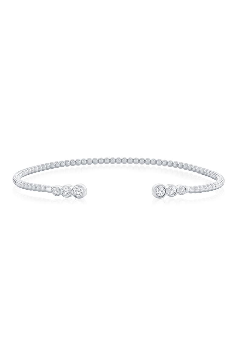 Graduated Cubic Zirconia Bangle Bracelet, Main, color, SILVER