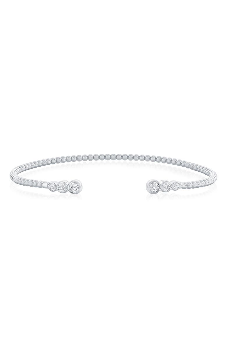 SIMONA Graduated Cubic Zirconia Bangle Bracelet, Main, color, Silver