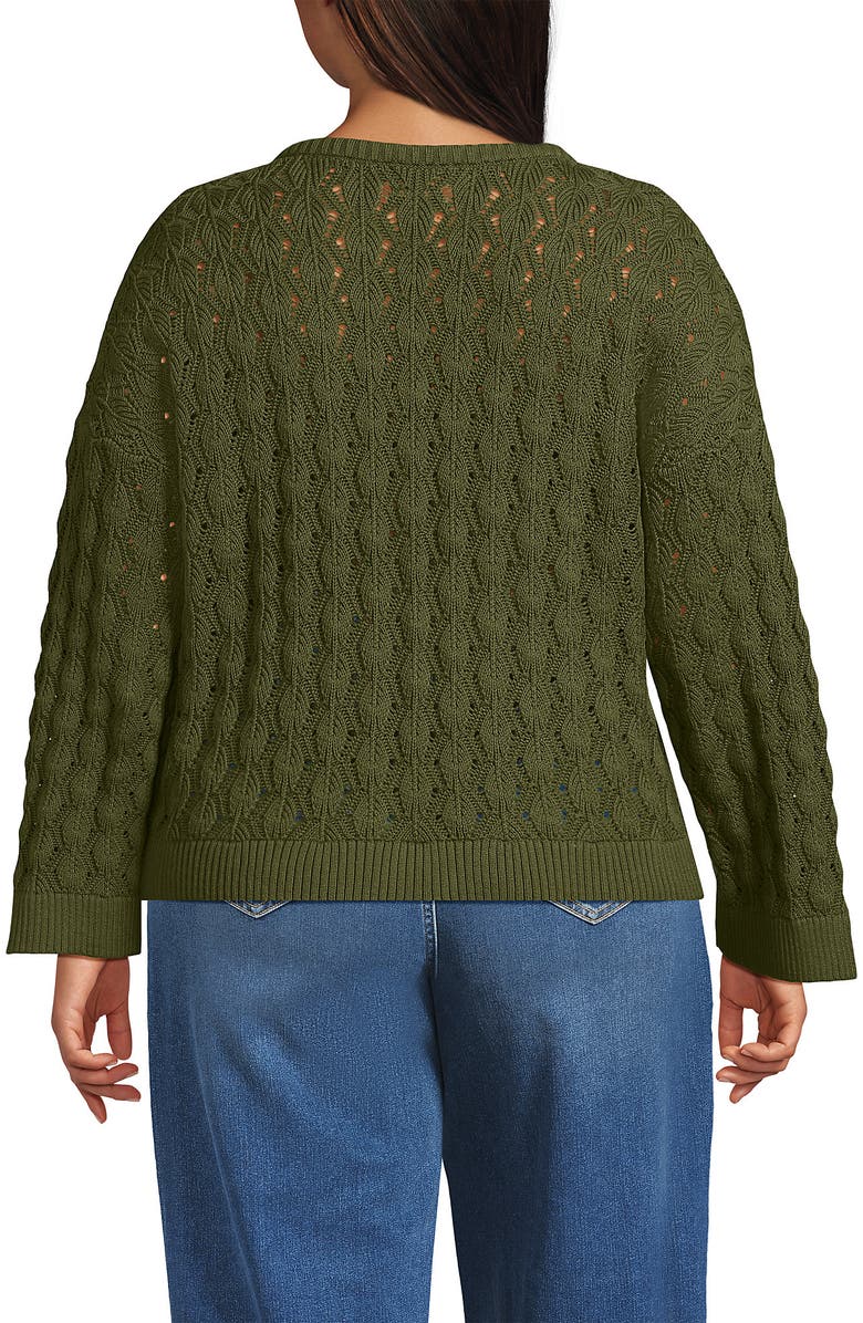 Lands' End Drifter Tie Notch Neck Sweater, Alternate, color, Artichoke
