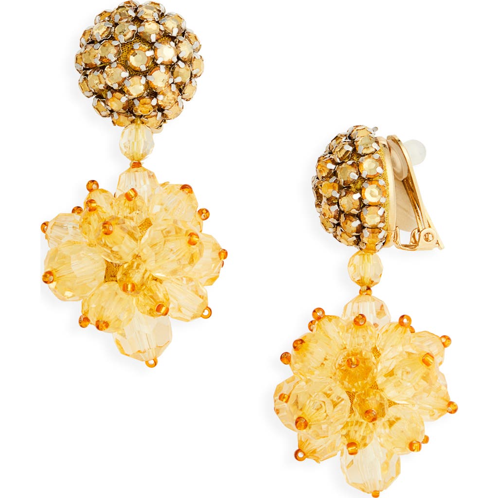 Oscar De La Renta Beaded Pompom Drop Clip-on Earrings In Gold