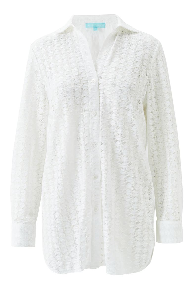 Daria Open Stitch Cover-Up Shirtdress, Alternate, color, WHITE
