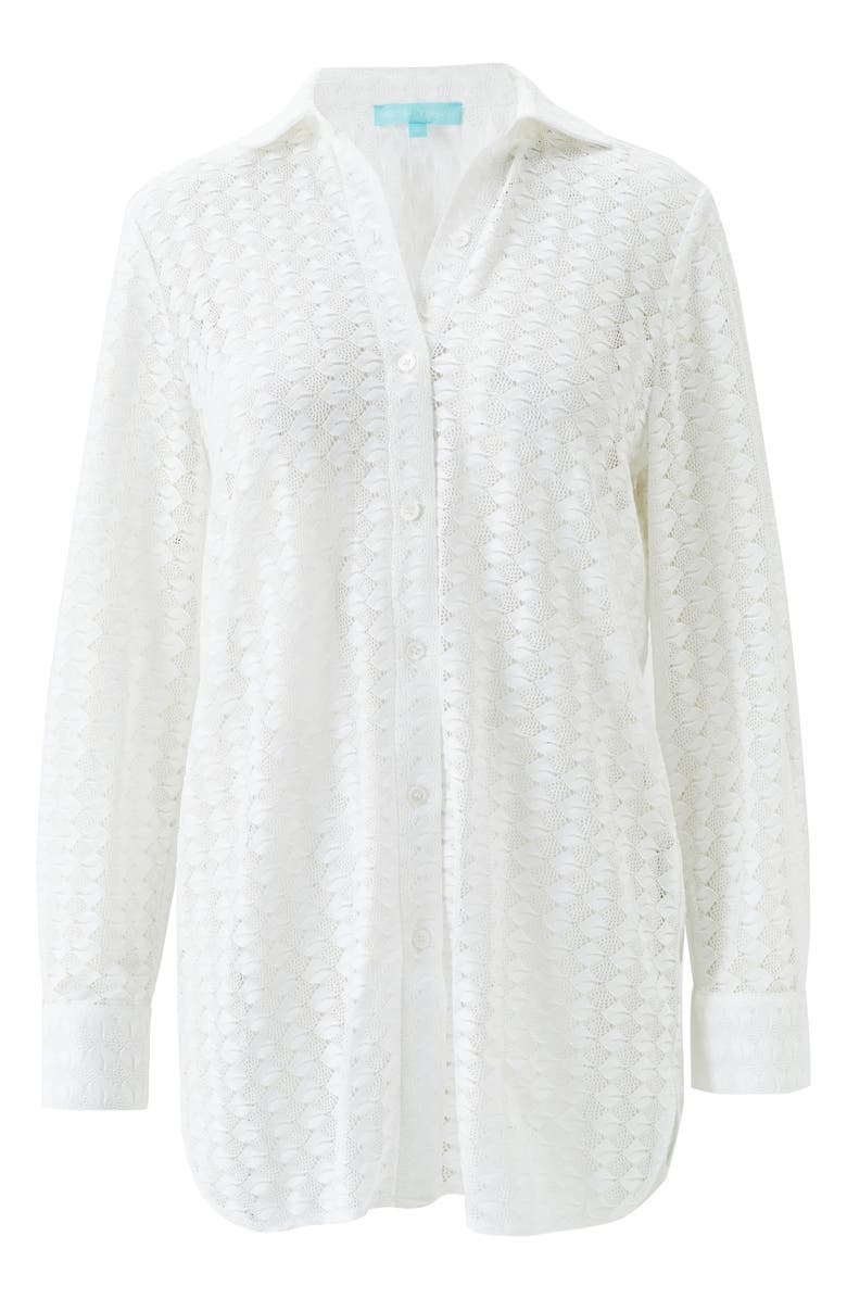 Melissa Odabash Daria Open Stitch Cover-Up Shirtdress, Alternate, color, White