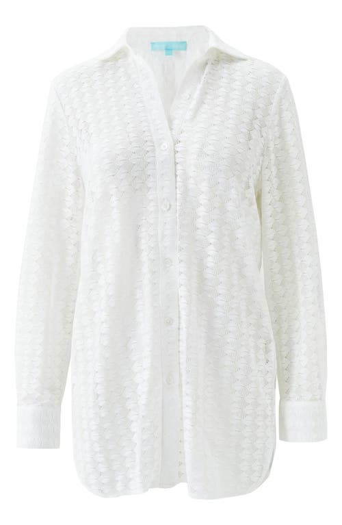Melissa Odabash Daria Open Stitch Cover-up Shirtdress In White