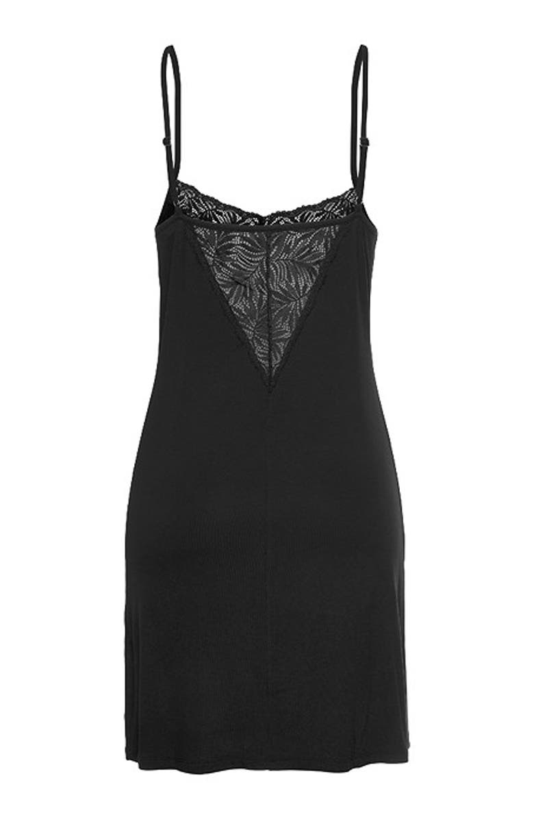 LASCANA Women's Lace Detail Nightgown, Alternate, color, Black