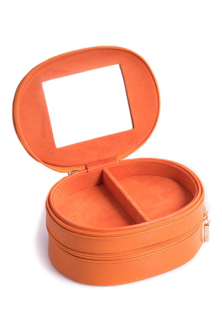Leather Travel Jewelry Case, Alternate, color, ORANGE