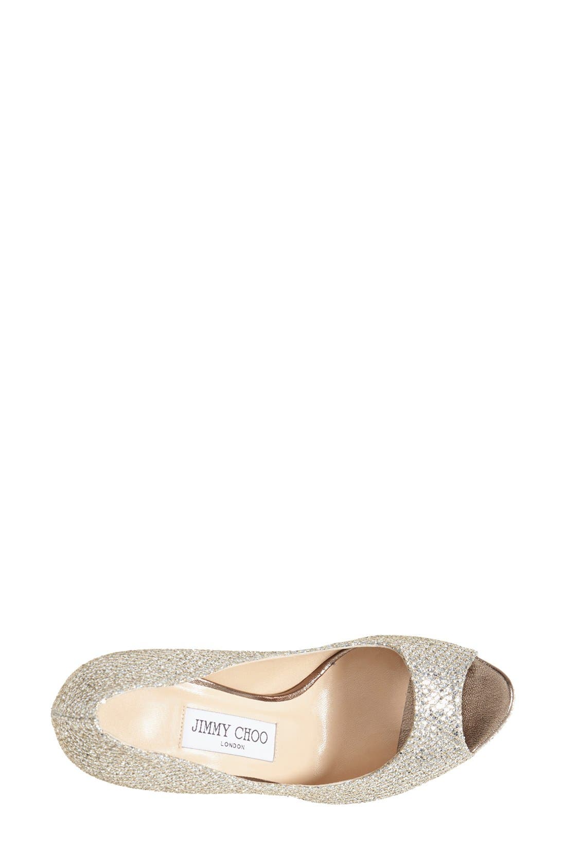 Luna Peep Toe Pump, Alternate, color, CHAMPAGNE GLITTER FABRIC