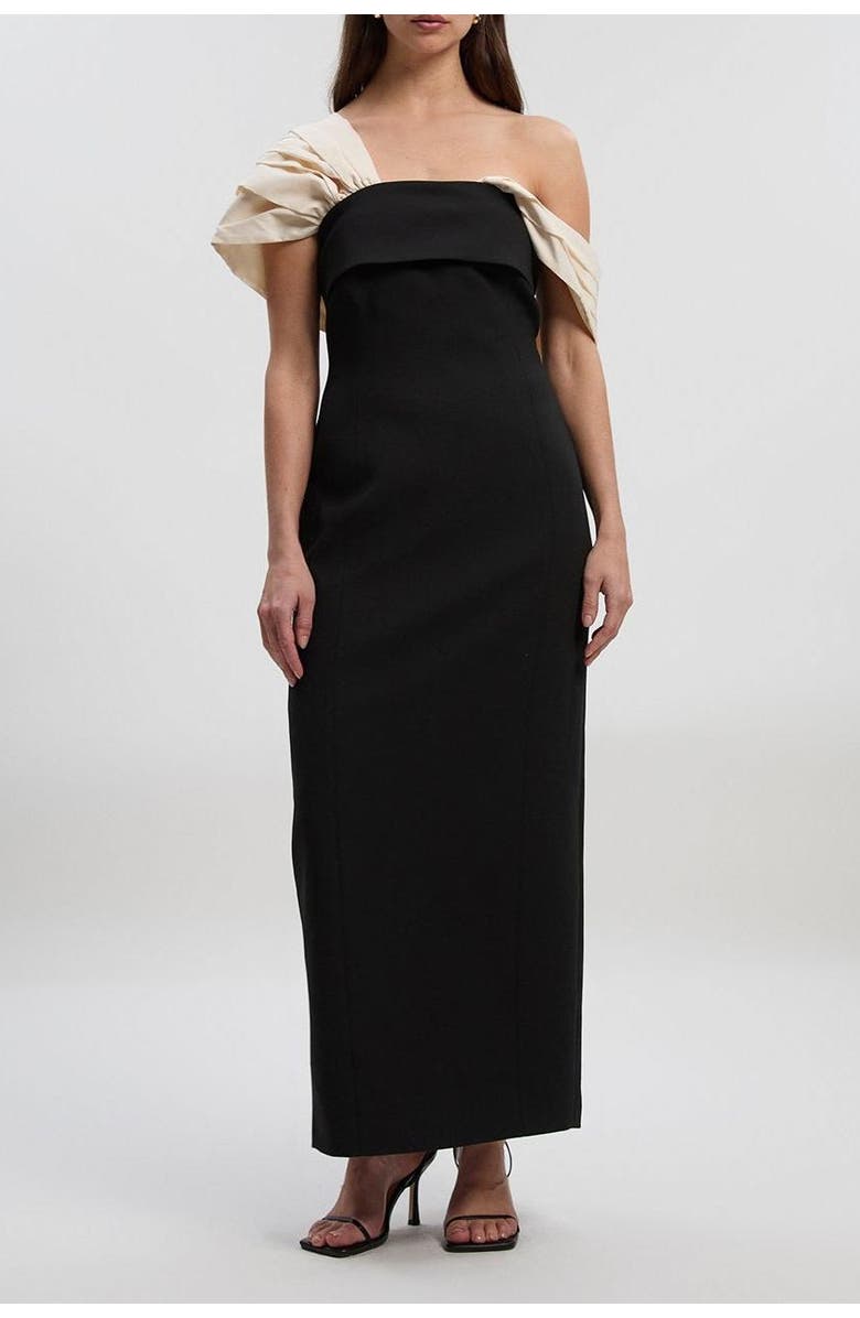 Karen Millen Tailored Taffeta Sleeve Maxi Dress, Alternate, color, Mono