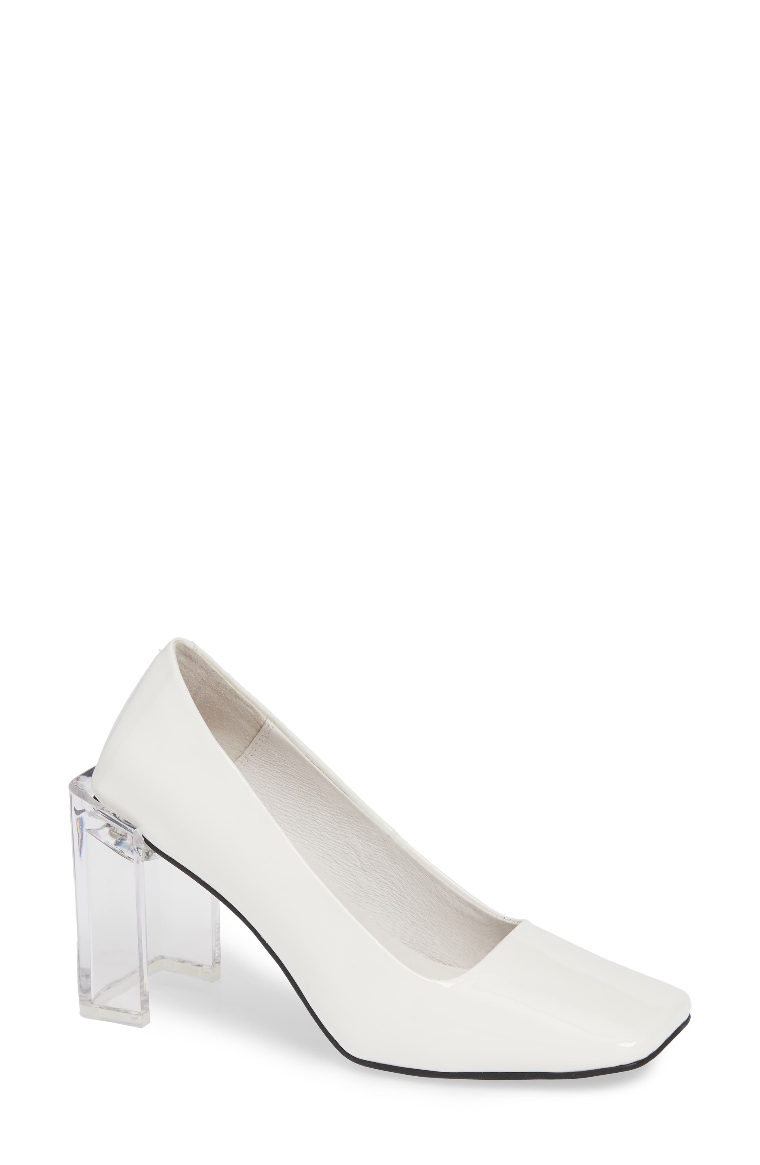 Graff Clear Heel Pump, Main, color, WHITE PATENT LEATHER