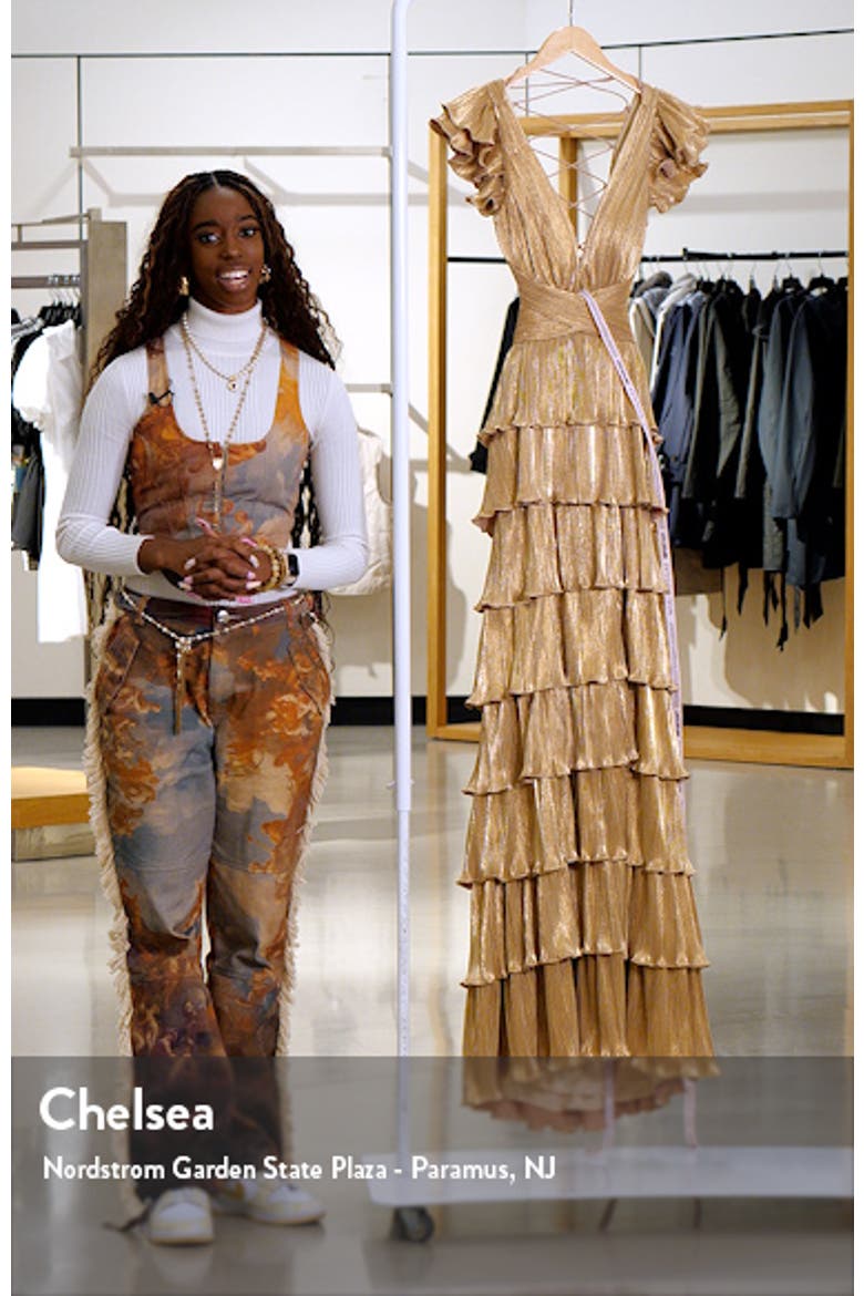 Ruffle Tiered Criss Cross Lace Up Gown video