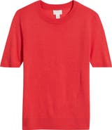 Caslon® Short Sleeve Merino Wool Blend Sweater Top