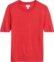 Caslon® Short Sleeve Merino Wool Blend Sweater Top