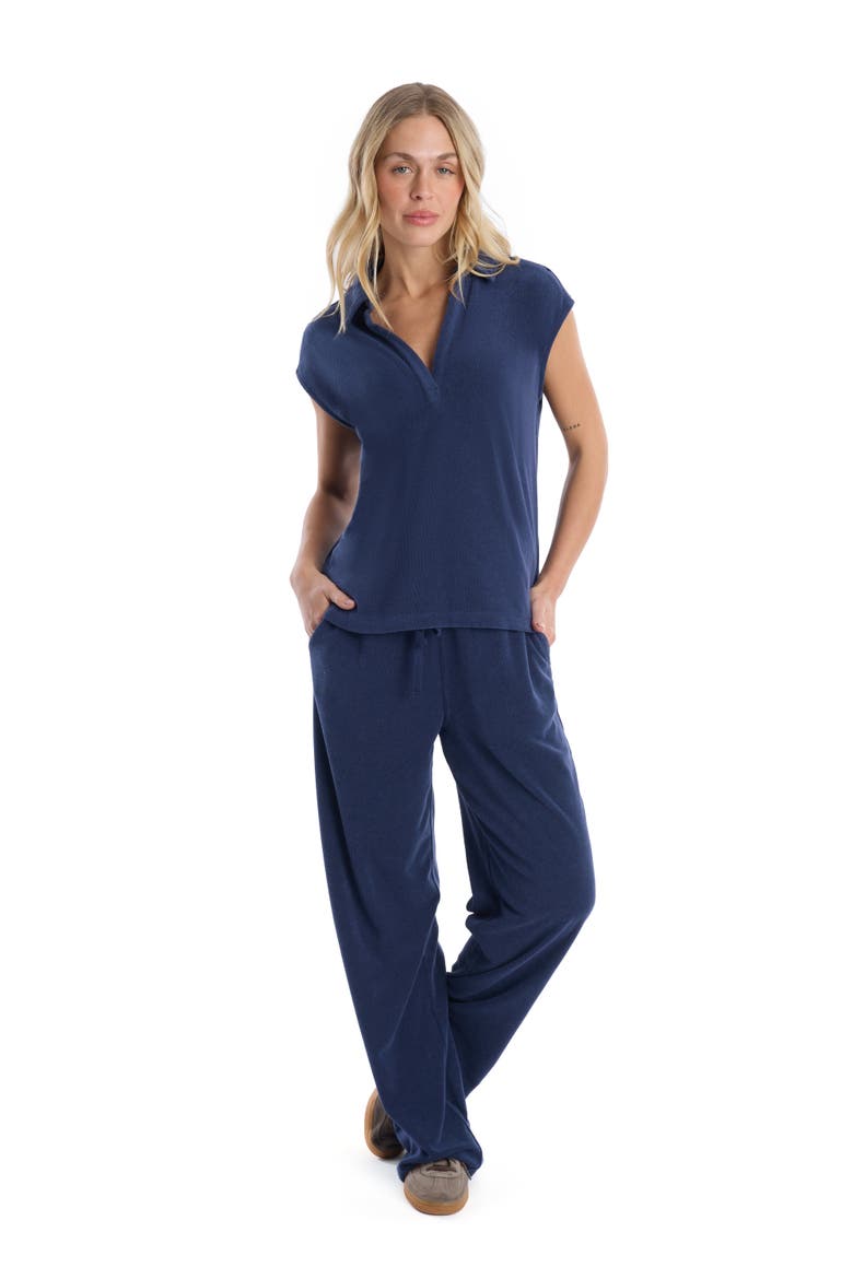 Crochet Trim Polo Top, Alternate, color, Naval Academy