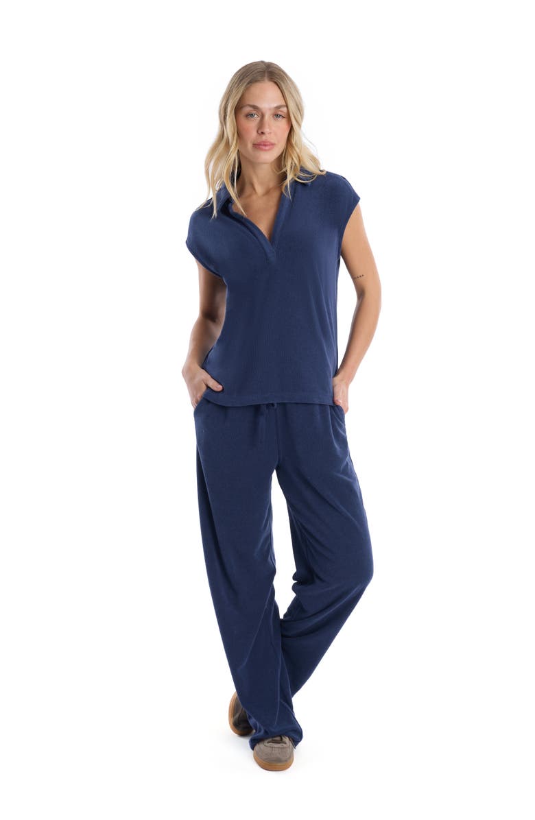 Wilt Crochet Trim Polo Top, Alternate, color, Naval Academy