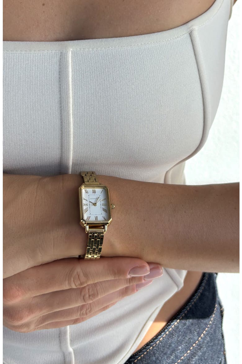 Prague Quartz Bracelet Watch, 27.5mm x 20.5mm, Alternate, color, GOLD/ WHITE