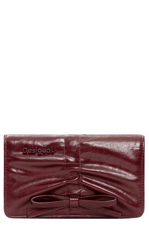 Medium Bow Detail Faux Leather Wallet
