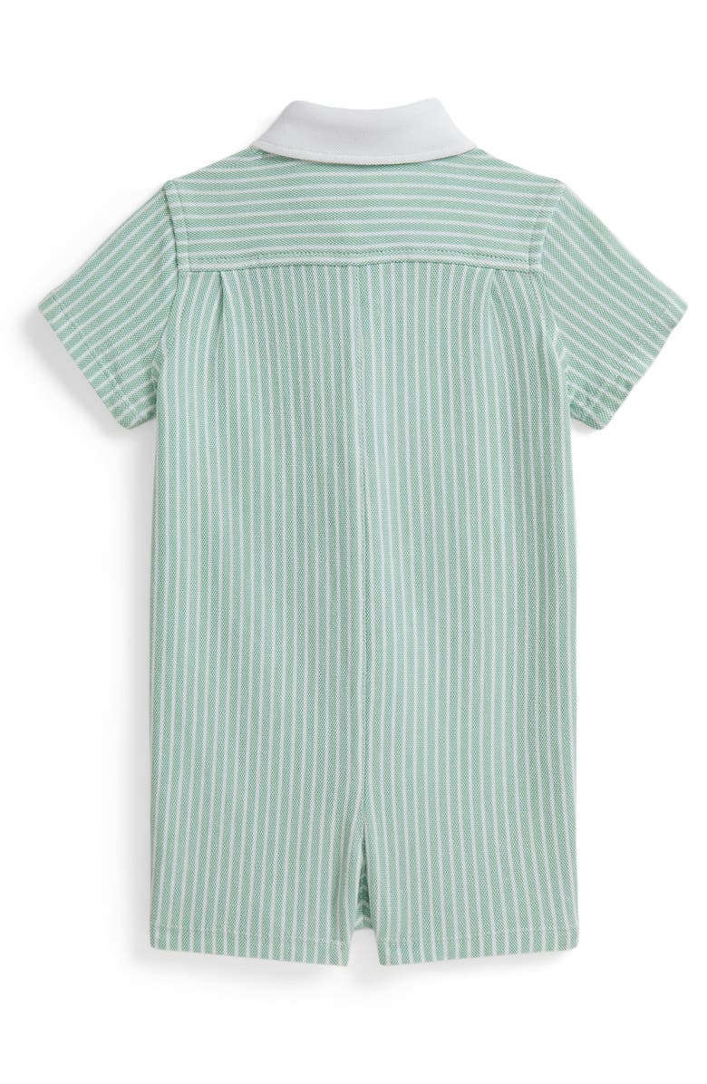 Ralph Lauren Cotton Piqué Romper, Alternate, color, Celadon Multi