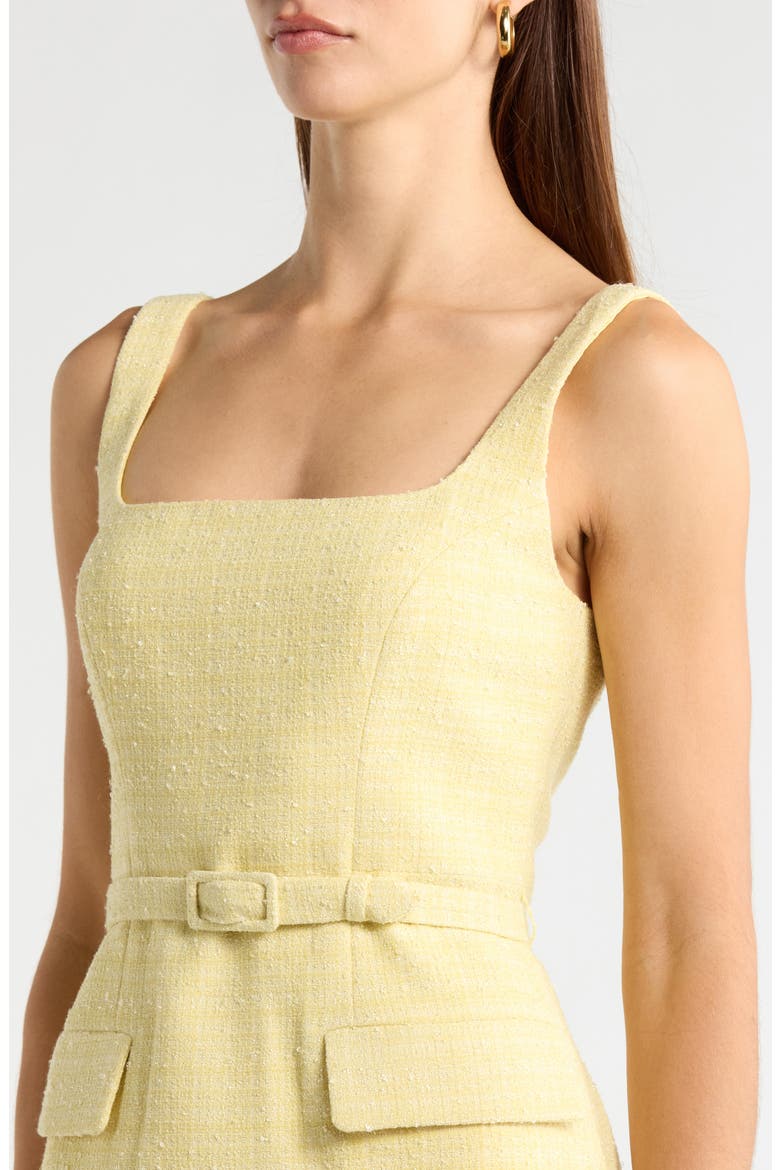 Adelyn Belted Tweed Minidress, Alternate, color, YELLOW