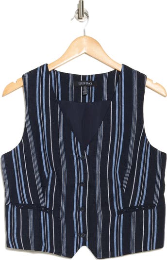 Taillored Stripe Button Front Vest