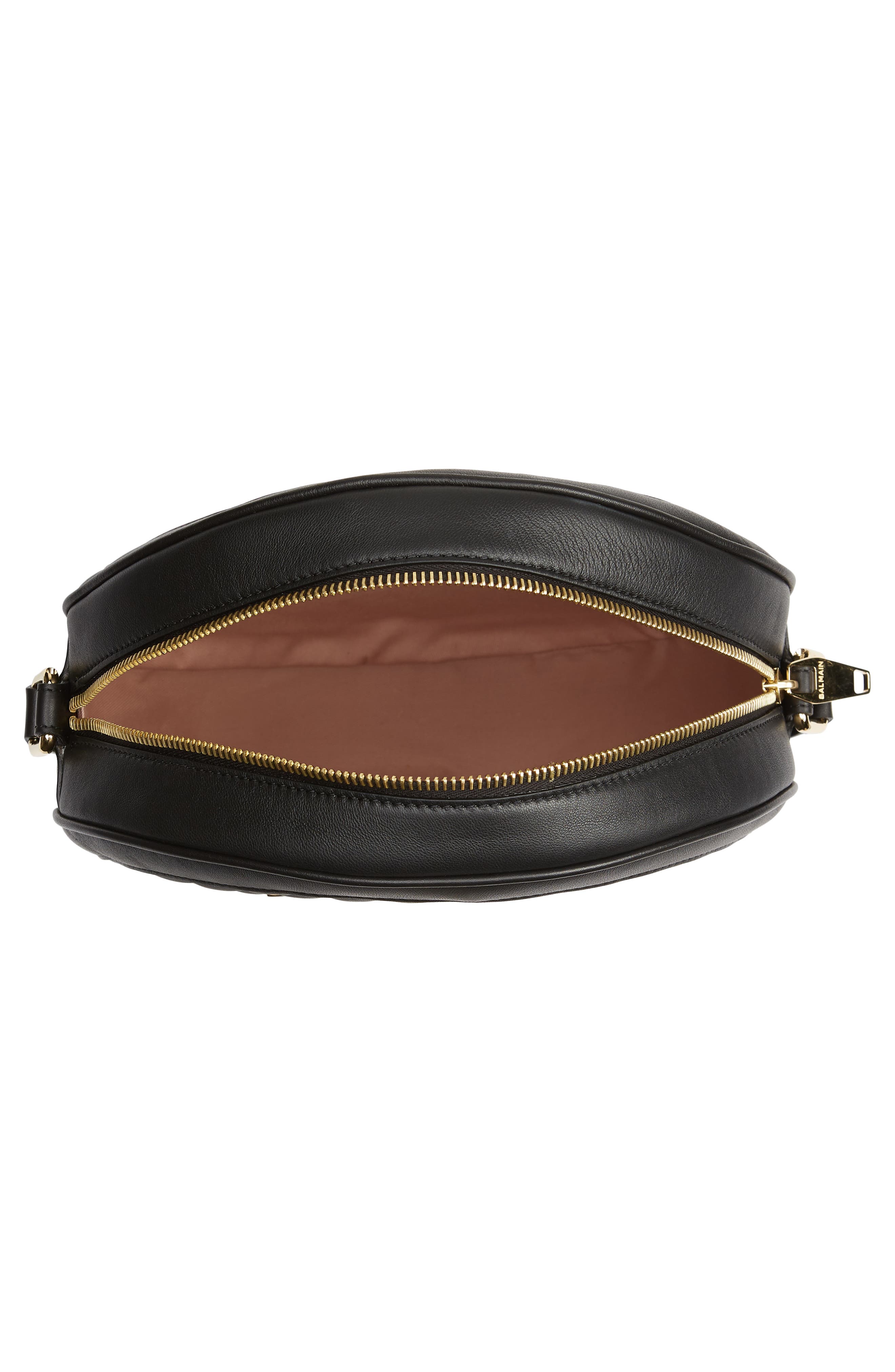 Balmain Large Disco Logo Quilted Leather Shoulder Bag, Alternate, color, 