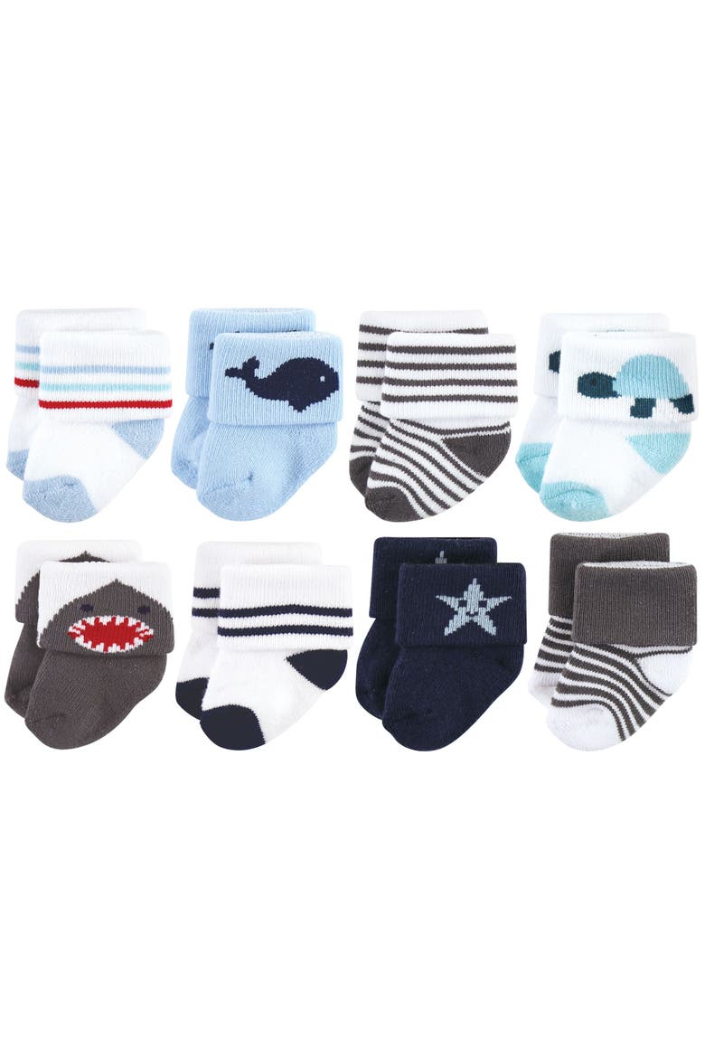 Cushioned Terry 8-Pair Sock Set, Main, color, Sea Creatures 8-Pack