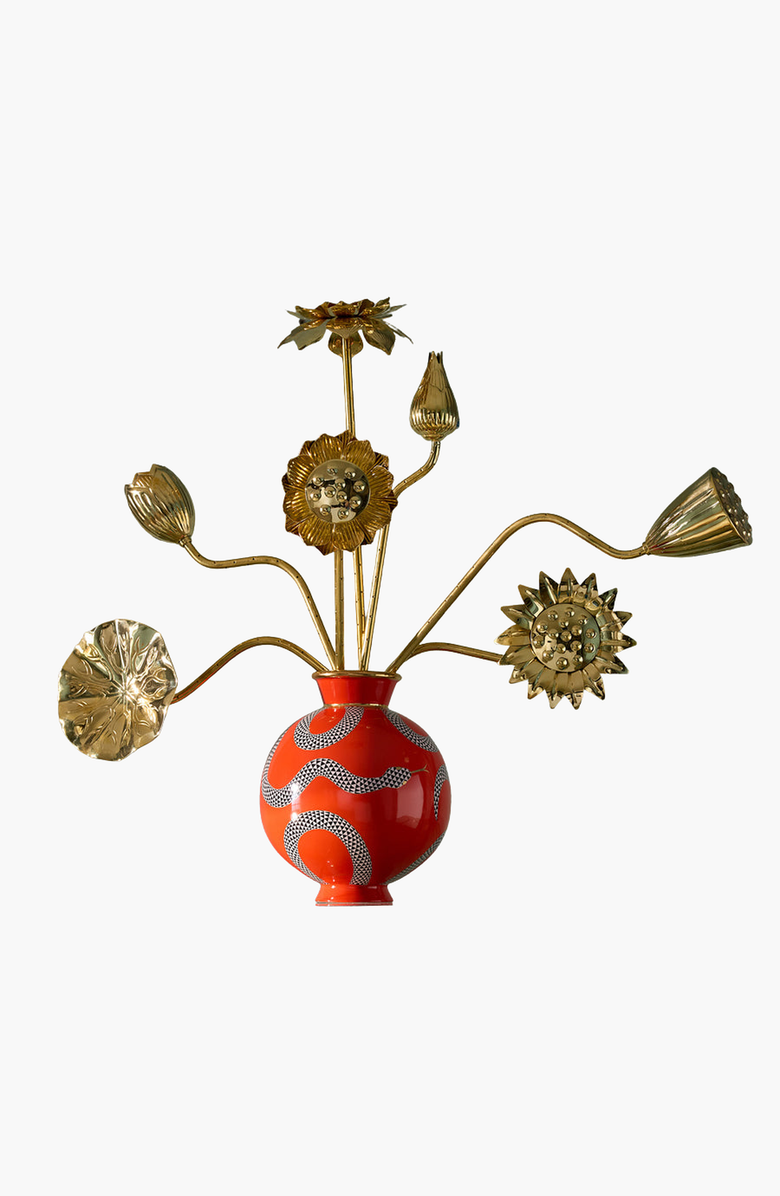 Jonathan Adler Brass Flower Bouquet Sculpture, Main, color, 