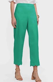Foxcroft Elaine Scallop Hem Cotton Blend Crop Pants