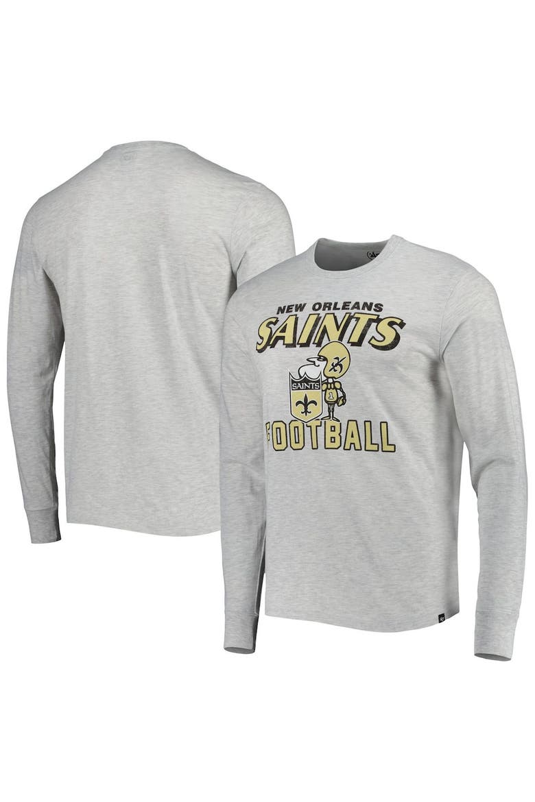 Men's '47 Heathered Gray New Orleans Saints Dozer Franklin Long Sleeve T-Shirt, Main, color, Gray