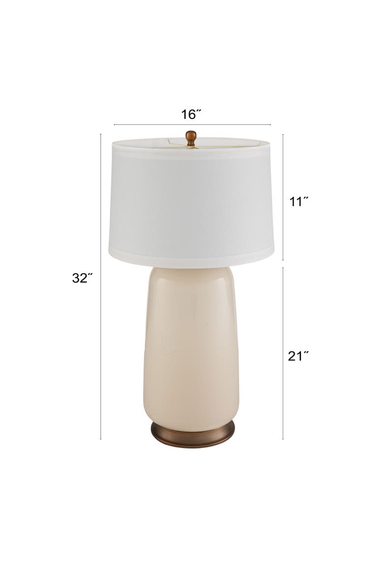 Ivory Glass Table Lamp with Linen Shade and Metal Base, Alternate, color, Ivory
