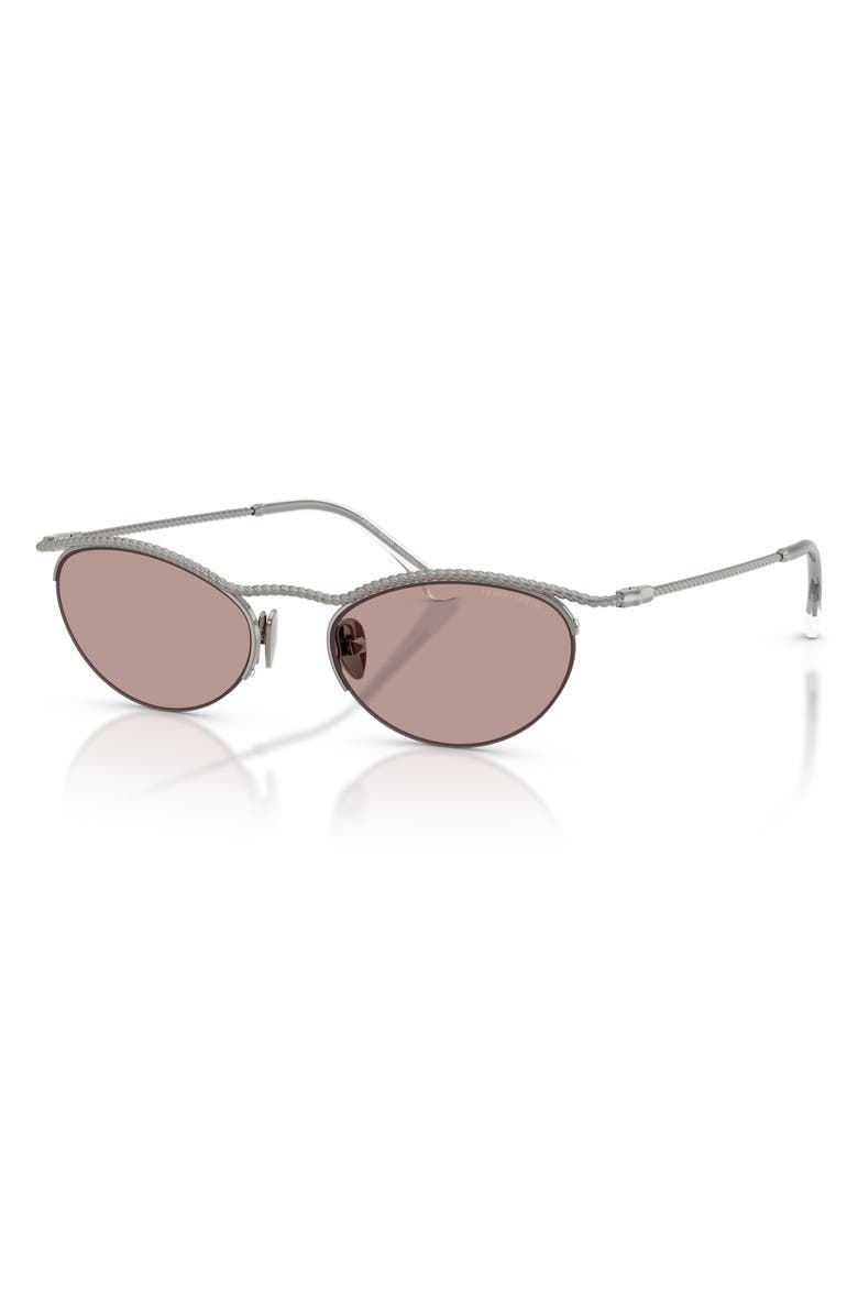 AX Armani Exchange 50mm Semi Rimless Butterfly Sunglasses, Alternate, color, Shiny Gunmetal / Purple Brown