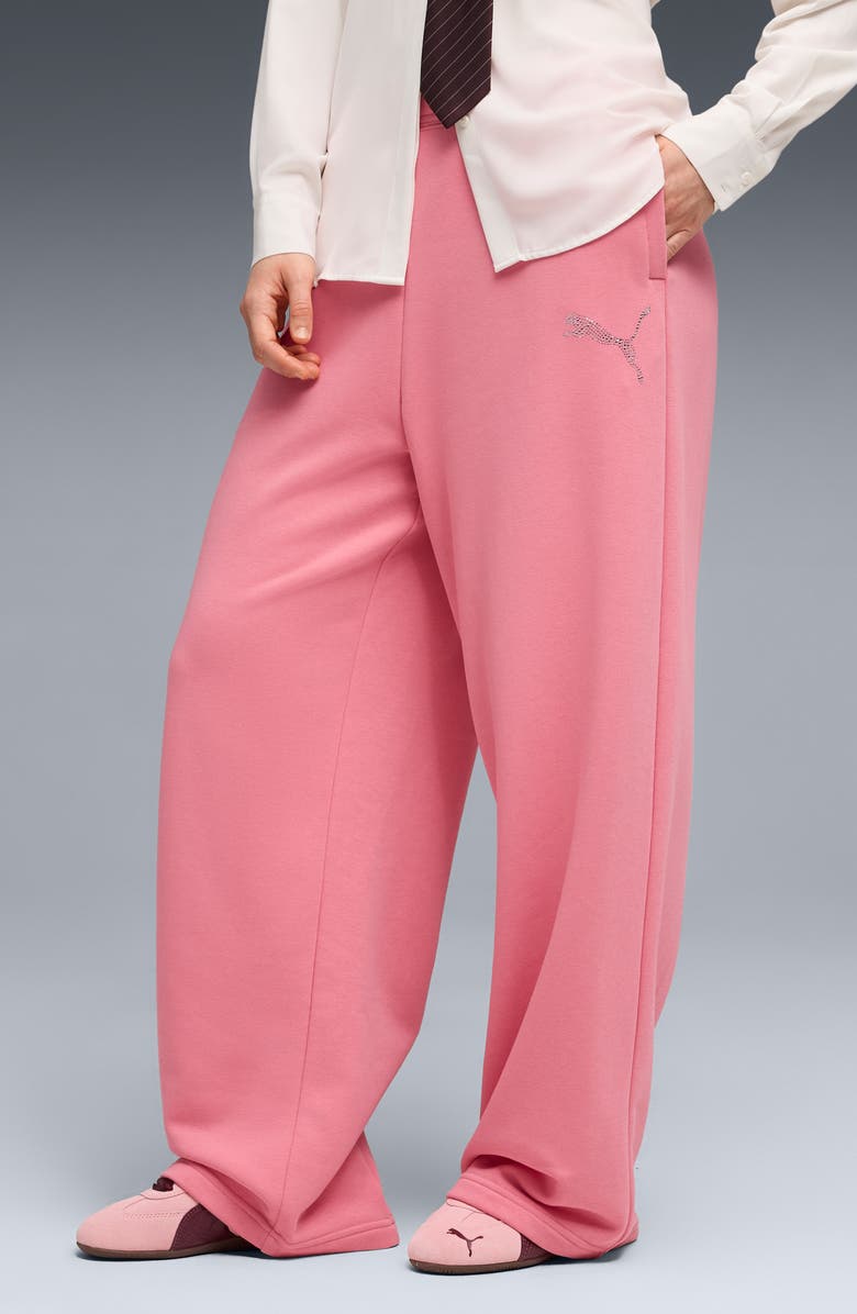 PUMA Leo Luxe Embellished Graphic Oversize Pants, Alternate, color, 