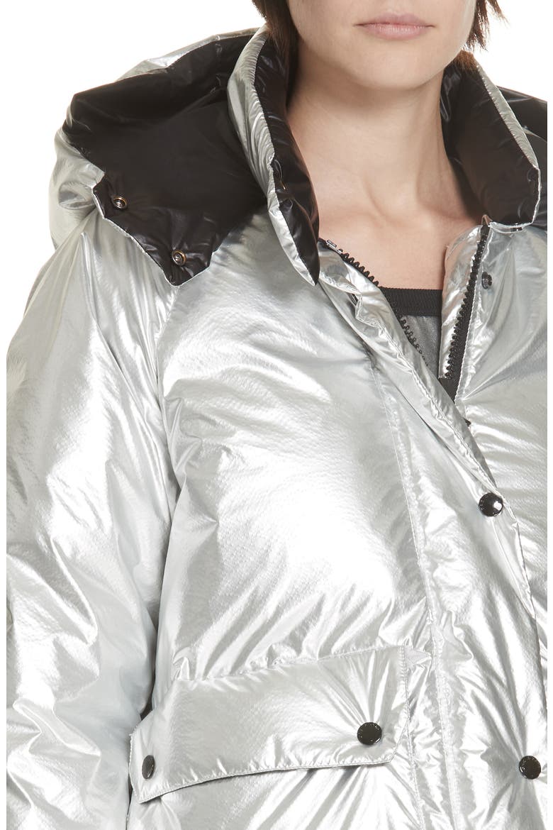 Aiden Side Stripe Metallic Puffer Coat, Alternate, color, SILVER