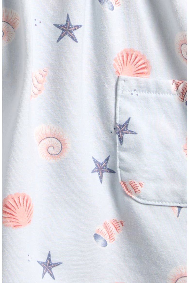 Shell Print Ruffle Dress, Alternate, color, LIGHT BLUE
