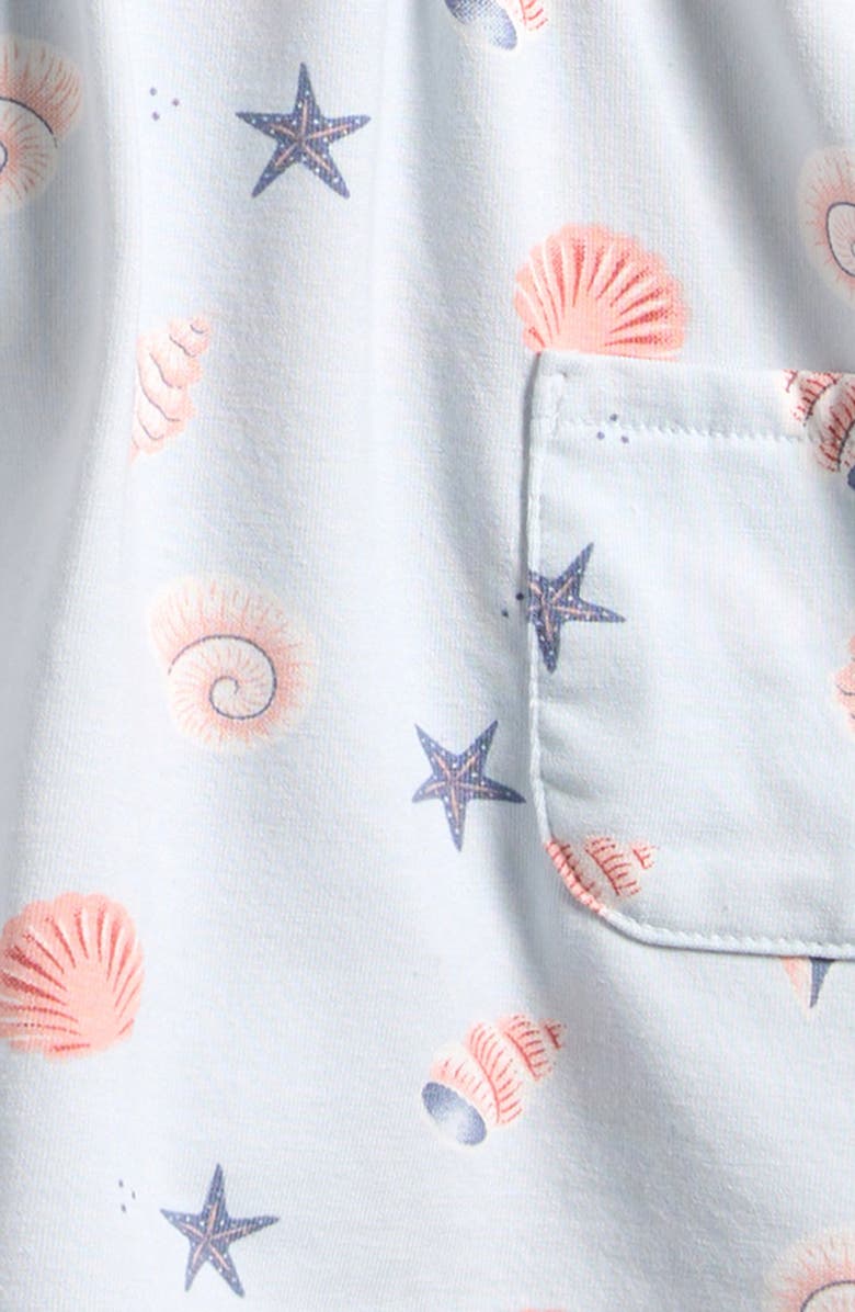 Petit Lem Shell Print Ruffle Dress, Alternate, color, Light Blue