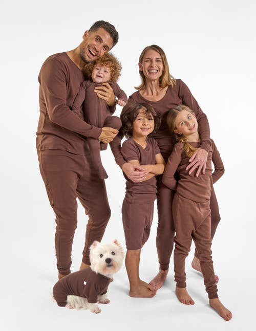 Leveret Cotton Solid Matching Family Pajamas In Brown