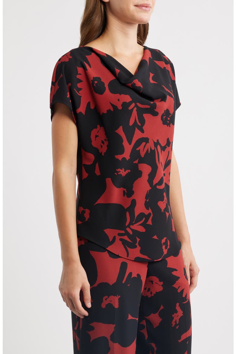 Floral Cowl Neck Top, Alternate, color, RUST/ANNE BLACK