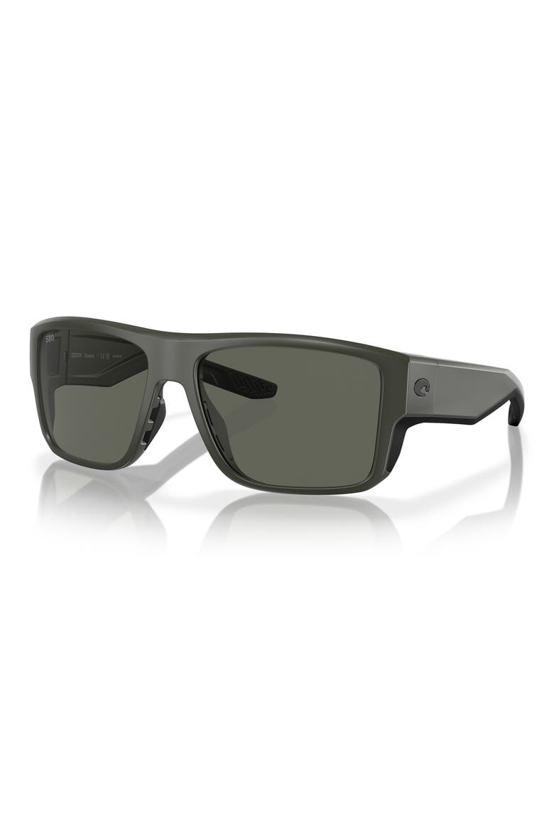Taxman 59mm Polarized Rectangular Sunglasses, Alternate, color, MATTE OLIVE / GRAY 580G