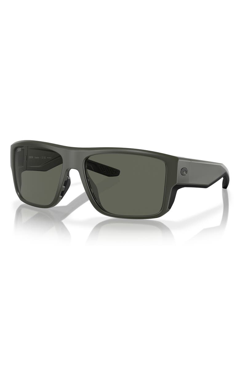 Costa Del Mar Taxman 59mm Polarized Rectangular Sunglasses, Alternate, color, Matte Olive / Gray 580G