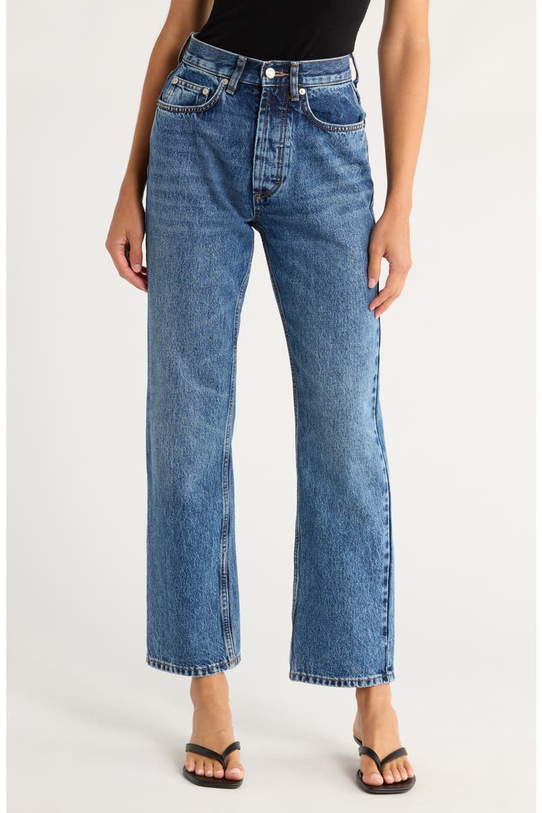 Kort Mid Rise Relaxed Straight Leg Jeans, Main, color, MID BLUE