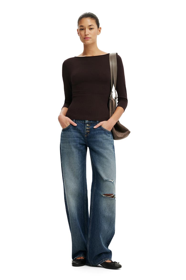 Women's Close Knit Boat Neck, Alternate, color, Dark Oak