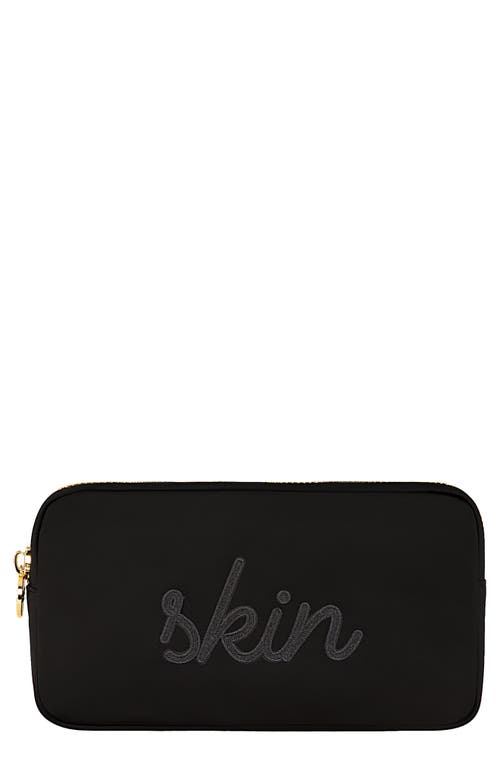 Stoney Clover Lane Small Skin Embroidered Nylon Pouch In Black